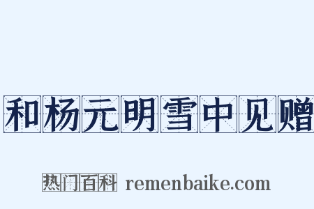 和杨元明雪中见赠是什么意思的图片